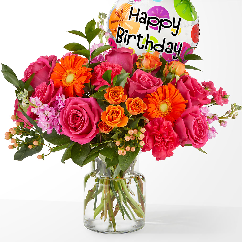 Fiesta Bouquet with Birthday Balloon – Day Dream Bokay Llc, Jonesborough TN