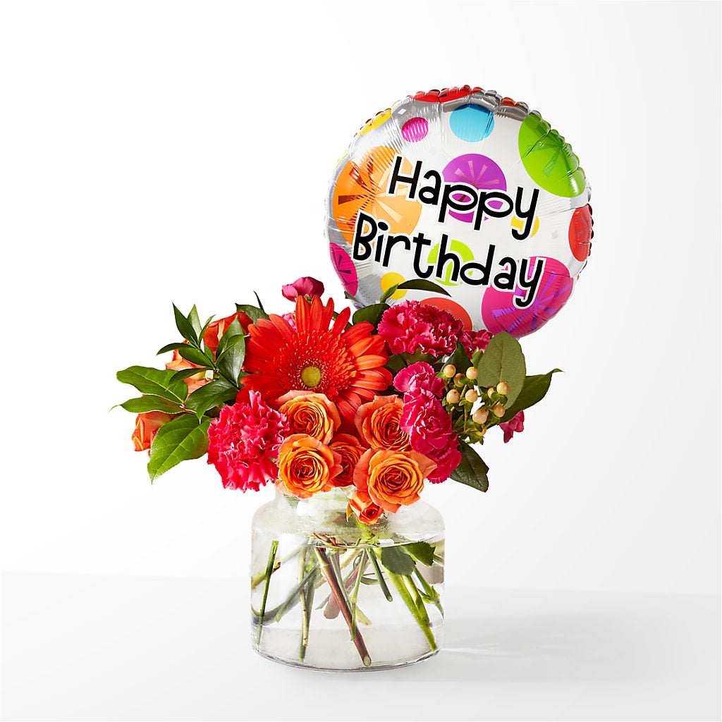 Fiesta Bouquet with Birthday Balloon – Day Dream Bokay Llc, Jonesborough TN