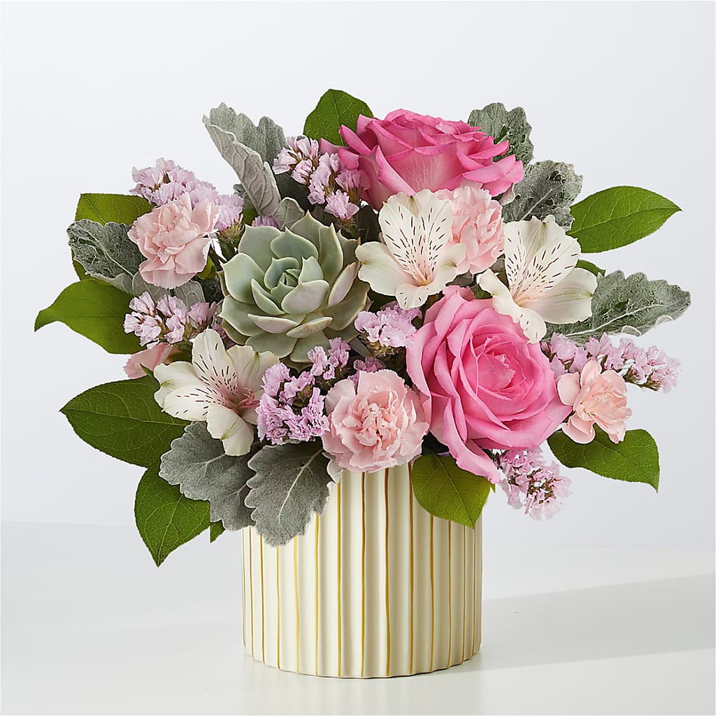 Dusty Rose Bouquet with Ivory Vase – Day Dream Bokay Llc, Jonesborough TN
