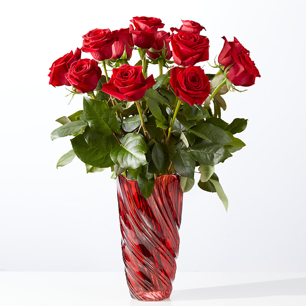 Classic Love Red Rose Bouquet with Luxe Swirl Vase – Day Dream Bokay Llc, Jonesborough TN