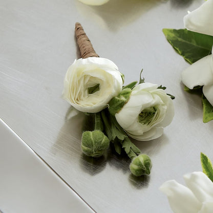 White Ranunculus Boutonniere –  Day Dream Bokay Llc, Jonesborough TN